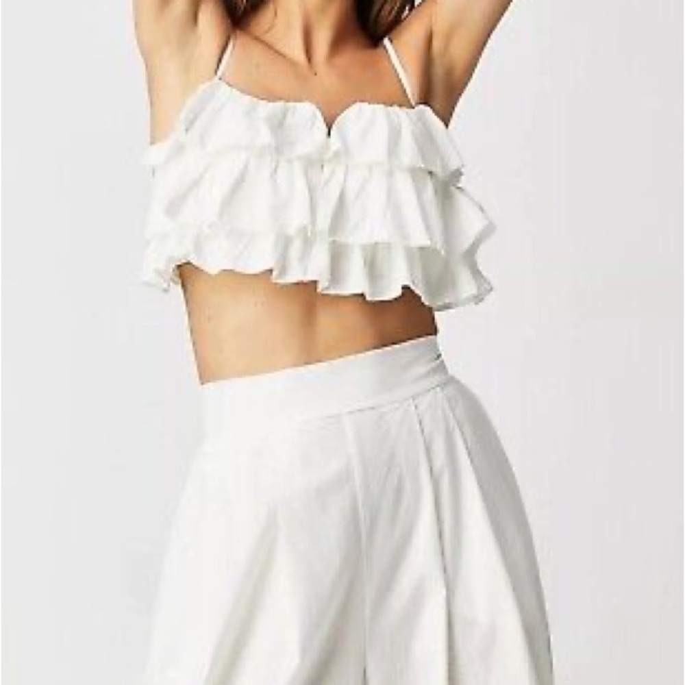 Free People Danelle Top Optic White Cami Ruffle Layered top - Picture 13 of 14